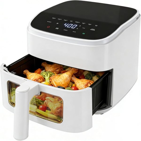 Air Fryer | 4-Quart Compact Fryer | Features Easy-View Window and Interior Light | Digital Touchscreen with 8 Presets & Customizable Cooking | Non-Stick & Dishwasher-Safe Basket | White