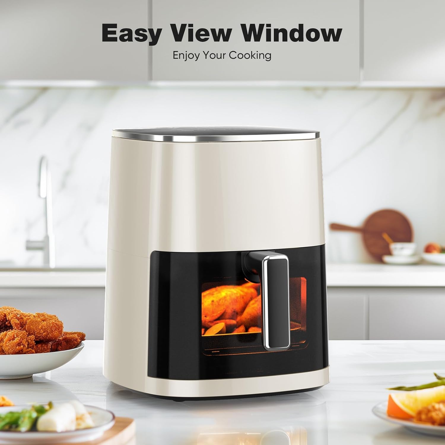 Air Fryer — 6-Quart Square Fryer with Viewing Window; Rapid-heating fryer-oven reaching up to 400°F; Features timer and automatic shut-off functions; Non-toxic, non-stick materials; Offers 12 preset modes for baking, roasting, dehydrating, frying, and reheating - Image 2