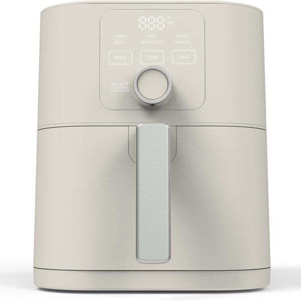 6-Quart Air Fryer — 6-in-1 Multifunction: Roast, Broil, Bake, Air Fry, Dehydrate, Reheat — Features Ceramic Non-Stick Basket — Quickly Creates Crispy Texture — Max Temp: 400°F — Includes Flip Reminder & Auto Shut-Off — Linen Cream