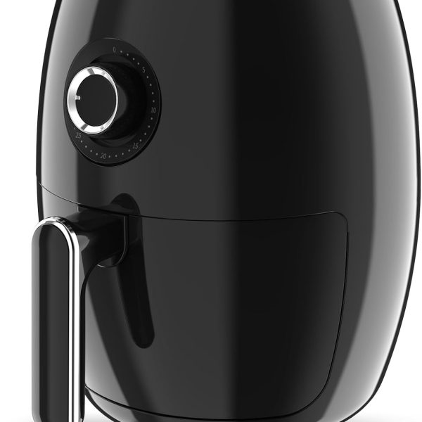 Compact Mini Air Fryer: 2.1-Quart Capacity. A 4-in-1 multifunctional unit (baking, heating, reheating) that reduces oil usage by 98%. Features adjustable temperature and timer settings, quiet operation, and a dishwasher-safe non-stick basket. BPA-free. (Black Model)