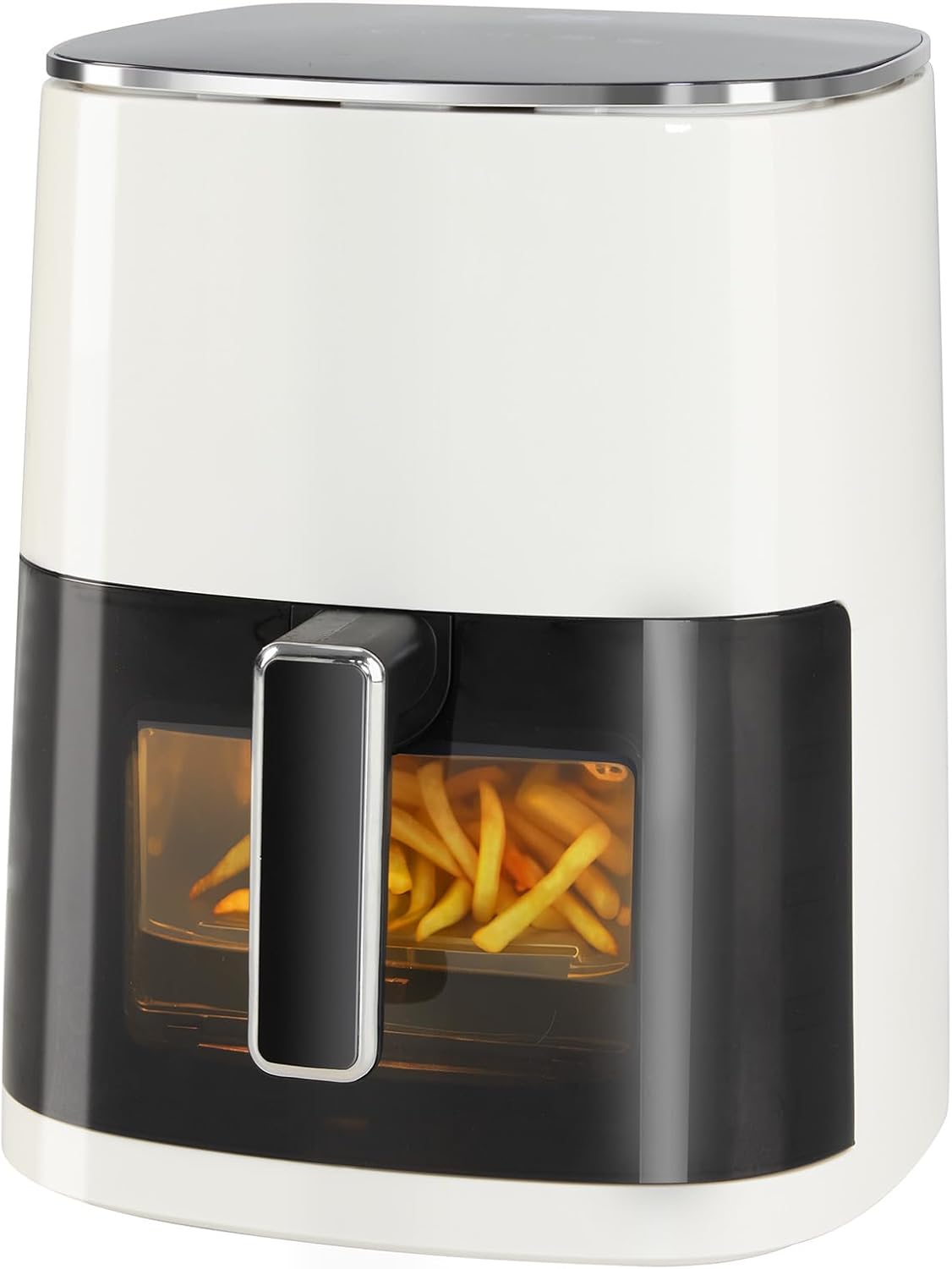 Air Fryer (6 Quarts) — Square Design with Viewing Window — 12-in-1 Multifunction: Air Fry, Bake, Reheat, Dehydrate, Roast, Steam, Fries, Custard, Chicken, Wings, Seafood, Veggies — Max Temp: 400°F — White