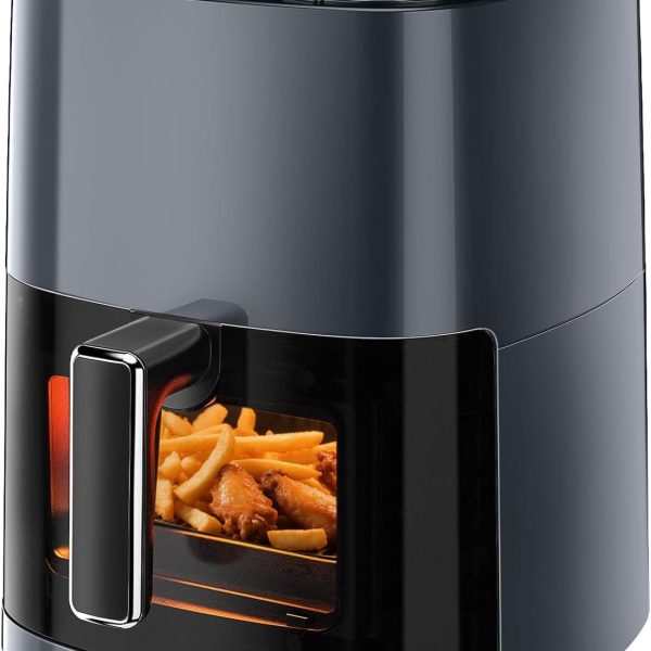 12-in-1 Air Fryer: 6.34-Quart Large Capacity, 1700W Digital Controls with Presets, Features a Viewing Window, Dishwasher-Safe Non-Stick Basket; Functions Include Air Frying, Roasting, Baking, Dehydrating, and French Frying — Gray Model