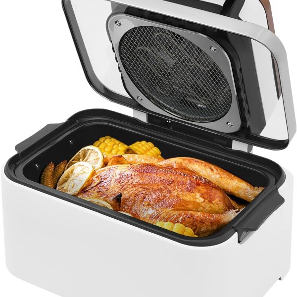 12.68-Quart, 1700W Air Fryer: Multifunctional Electric Fryer with 6+1 Preset Cooking Modes (Suitable for Chicken and Various Other Foods). Features Viewing Window and LED Display; Adjustable Temperature Range: 176–410°F (White)
