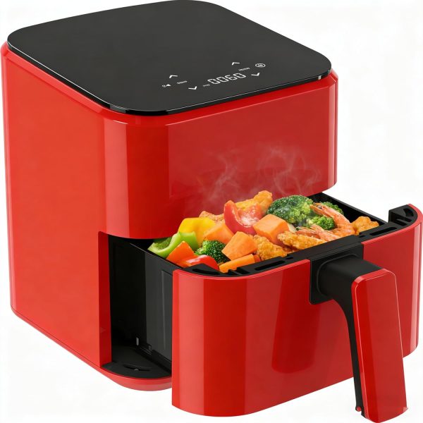 3.17-Quart Compact Air Fryer | 8-in-1 Digital Mini Fryer | Max Temperature 400°F | Non-Stick & Dishwasher-Safe Basket | Features Auto Shut-off and Overheat Protection | Quickly Prepare Healthy Meals | Red