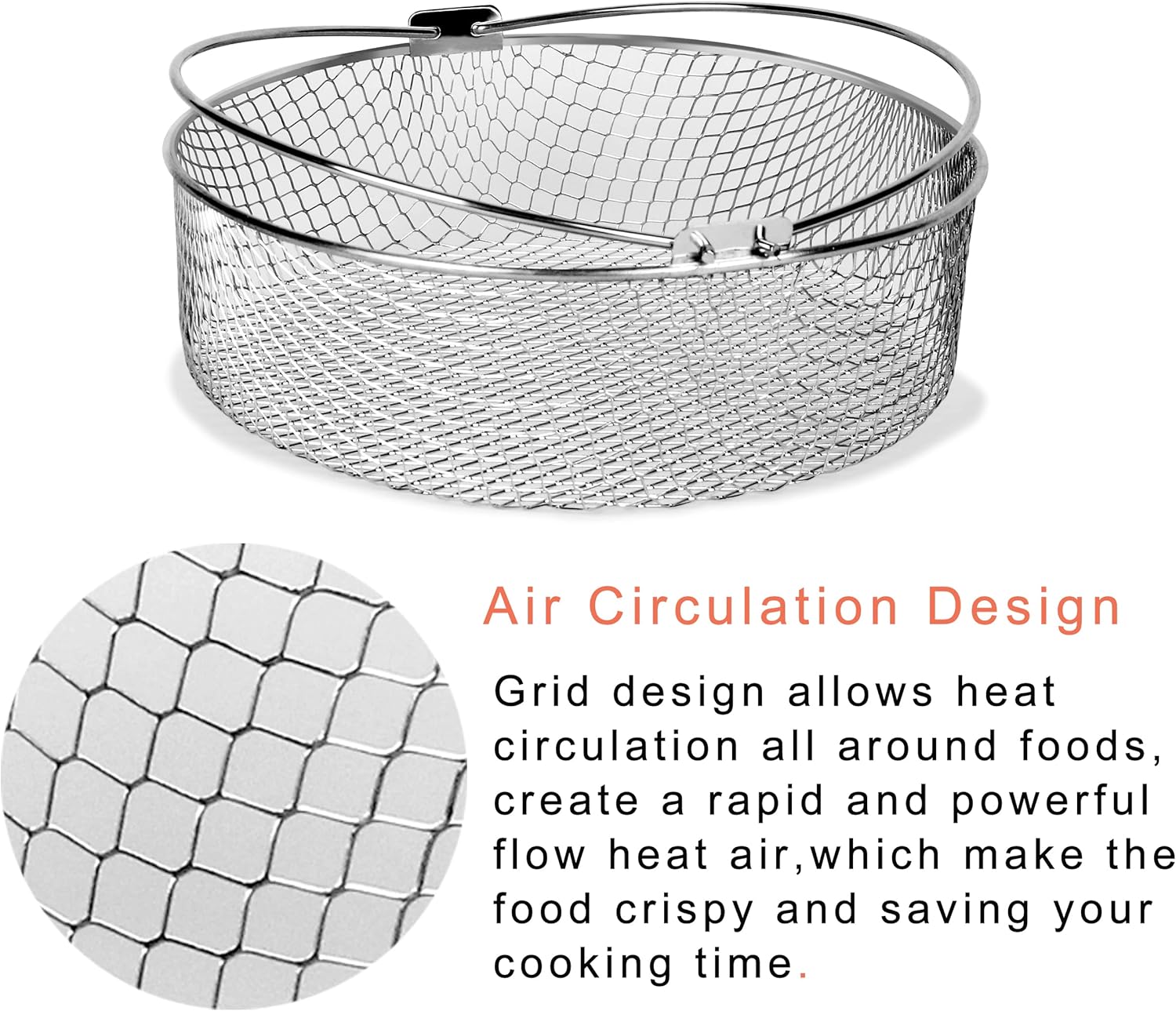 Air Fryer Basket — Universal Air Fryer Accessory; Can Also Be Used as a Steamer Basket - Image 2