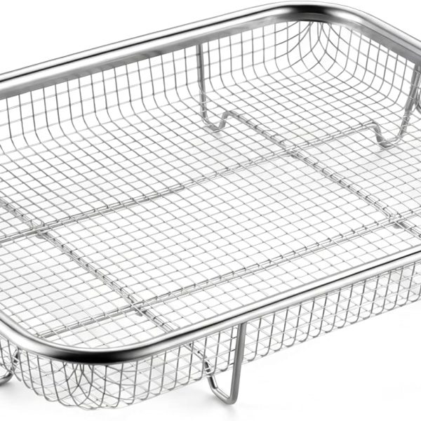 11.8-Inch Oven-Specific Air Fryer Basket (Single Unit) — Stainless Steel Construction; Multi-functional Accessory for Cooking, Baking, and Grilling; Can Also Be Used as a Dehydrator Rack or Frying Basket; Non-Toxic and Dishwasher-Safe