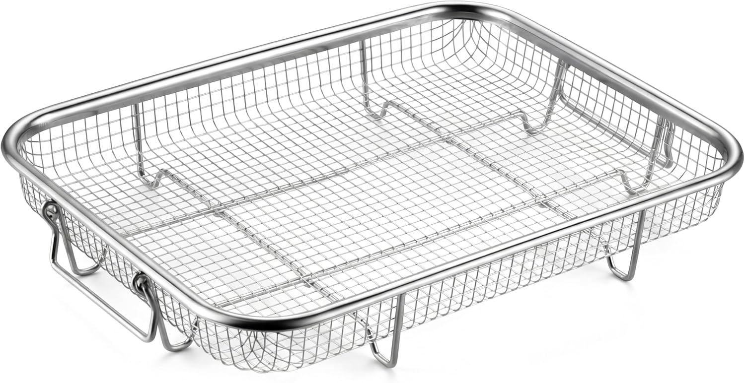 11.8-Inch Oven-Specific Air Fryer Basket (Single Unit) — Stainless Steel Construction; Multi-functional Accessory for Cooking, Baking, and Grilling; Can Also Be Used as a Dehydrator Rack or Frying Basket; Non-Toxic and Dishwasher-Safe